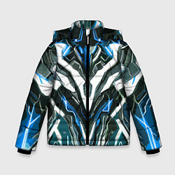 Куртка зимняя для мальчика Неоновая кибер броня синяя, цвет: 3D-светло-серый