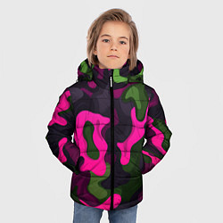 Куртка зимняя для мальчика Яркий неоновый камуфляж фиолетовый и зеленый, цвет: 3D-светло-серый — фото 2