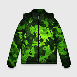 Куртка зимняя для мальчика Яркий неоновый зеленый камуфляж, цвет: 3D-светло-серый
