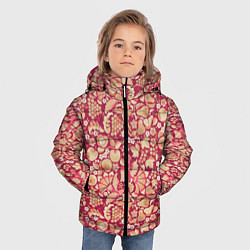Куртка зимняя для мальчика Русский сад с птицами и плодами: паттерн, цвет: 3D-красный — фото 2