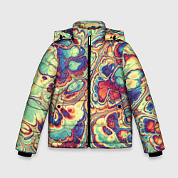 Куртка зимняя для мальчика Абстрактный разноцветный паттерн, цвет: 3D-красный