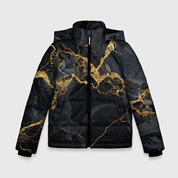 Куртка зимняя для мальчика Золотой путь на черном граните, цвет: 3D-светло-серый
