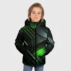 Куртка зимняя для мальчика Металл и зеленый яркий неоновый свет, цвет: 3D-светло-серый — фото 2