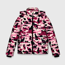 Куртка зимняя для мальчика Камуфляжные розовые котики, цвет: 3D-красный