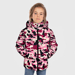 Куртка зимняя для мальчика Камуфляжные розовые котики, цвет: 3D-черный — фото 2