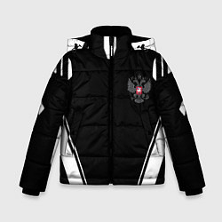 Куртка зимняя для мальчика Спортивная геометрия герб рф, цвет: 3D-красный