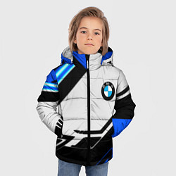 Куртка зимняя для мальчика BMW спортивная геометрия, цвет: 3D-светло-серый — фото 2