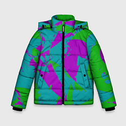 Куртка зимняя для мальчика Бирюзово-зелёная абстракция, цвет: 3D-светло-серый
