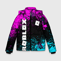 Куртка зимняя для мальчика Роблокс - неоновые брызги, цвет: 3D-черный