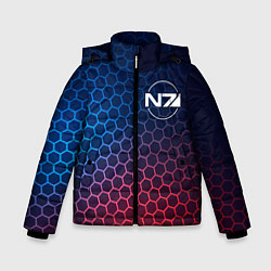 Куртка зимняя для мальчика Mass Effect неоновые соты, цвет: 3D-черный