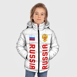 Куртка зимняя для мальчика Россия три полоски на белом фоне, цвет: 3D-черный — фото 2