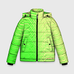 Куртка зимняя для мальчика Зелёные градиентные линии, цвет: 3D-светло-серый