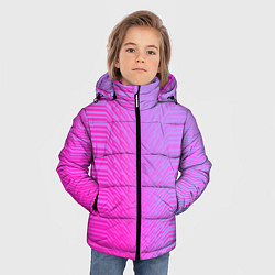 Куртка зимняя для мальчика Розовые градиентные линии, цвет: 3D-черный — фото 2
