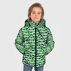 Куртка зимняя для мальчика Зелёно-белый узор на чёрном фоне, цвет: 3D-черный — фото 2