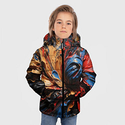 Куртка зимняя для мальчика Красные красочные брызги, цвет: 3D-черный — фото 2