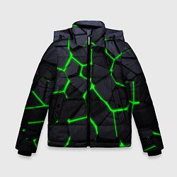 Куртка зимняя для мальчика Зеленые плиты киберпанк, цвет: 3D-красный