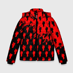 Куртка зимняя для мальчика Billie Eilish pattern music steel, цвет: 3D-черный