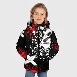 Куртка зимняя для мальчика Хонда на фоне граффити и брызг красок, цвет: 3D-черный — фото 2