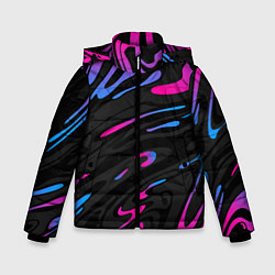 Куртка зимняя для мальчика Неоновые разводы - фиолетовый, цвет: 3D-красный