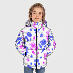 Куртка зимняя для мальчика Цветочный узор из роз - паттерн, цвет: 3D-черный — фото 2