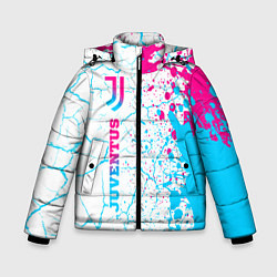 Куртка зимняя для мальчика Juventus neon gradient style по-вертикали, цвет: 3D-черный