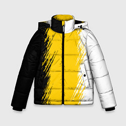 Куртка зимняя для мальчика Имперский флаг России штрихи, цвет: 3D-черный