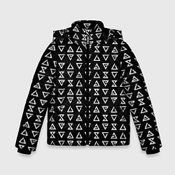 Куртка зимняя для мальчика Ведьмачьи знаки паттерн, цвет: 3D-черный