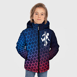 Куртка зимняя для мальчика Portal неоновые соты, цвет: 3D-черный — фото 2
