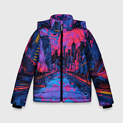 Куртка зимняя для мальчика Город в психоделических цветах, цвет: 3D-красный