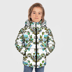 Куртка зимняя для мальчика Цветочный винтажный узор, цвет: 3D-черный — фото 2