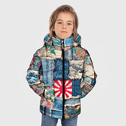 Куртка зимняя для мальчика Японское художество пэчворк, цвет: 3D-светло-серый — фото 2