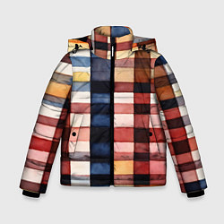 Куртка зимняя для мальчика Акварельная клетка, цвет: 3D-светло-серый