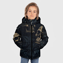 Куртка зимняя для мальчика Черепа в листьях, цвет: 3D-красный — фото 2
