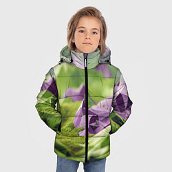 Куртка зимняя для мальчика Геометрический пейзаж фиолетовый и зеленый, цвет: 3D-красный — фото 2