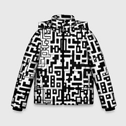 Куртка зимняя для мальчика Чёрно-белая глитч инфекция, цвет: 3D-светло-серый