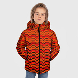 Куртка зимняя для мальчика Красные линии и чёрные полосы, цвет: 3D-светло-серый — фото 2