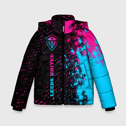 Куртка зимняя для мальчика Leeds United - neon gradient по-вертикали, цвет: 3D-черный