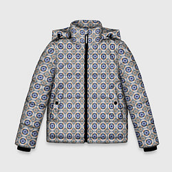 Куртка зимняя для мальчика Сине-белая марокканская мозаика, цвет: 3D-черный