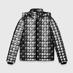 Куртка зимняя для мальчика Чёрно-белые квадраты, цвет: 3D-черный