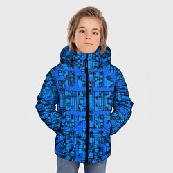 Куртка зимняя для мальчика Синие фигуры с эффектом рыбьего глаза, цвет: 3D-светло-серый — фото 2