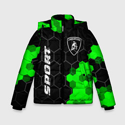 Куртка зимняя для мальчика Lamborghini green sport hexagon, цвет: 3D-черный