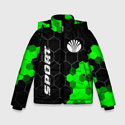 Куртка зимняя для мальчика Daewoo green sport hexagon, цвет: 3D-черный
