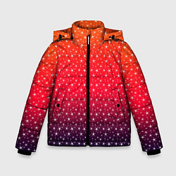 Куртка зимняя для мальчика Градиент оранжево-фиолетовый со звёздочками, цвет: 3D-черный