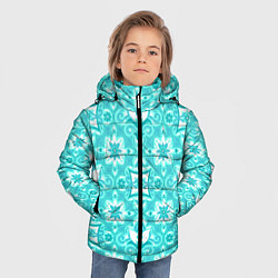 Куртка зимняя для мальчика Бирюзовая цветочная геометрия, цвет: 3D-черный — фото 2