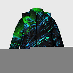 Куртка зимняя для мальчика Яркая зеленая краска на темной абстракции, цвет: 3D-светло-серый
