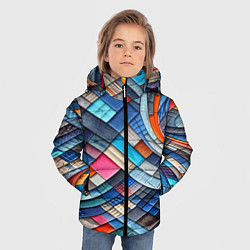 Куртка зимняя для мальчика Абстрактный авангардный пэчворк - нейросеть, цвет: 3D-светло-серый — фото 2