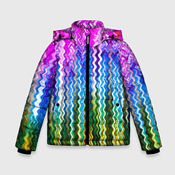 Куртка зимняя для мальчика Разноцветные волнистые полосы, цвет: 3D-черный