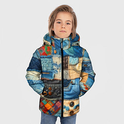 Куртка зимняя для мальчика Vanguard denim patchwork - ai art, цвет: 3D-красный — фото 2