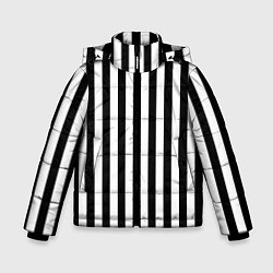 Куртка зимняя для мальчика Вертикальная широкая полоска, цвет: 3D-черный