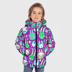 Куртка зимняя для мальчика Разноцветные зайцы, цвет: 3D-черный — фото 2
